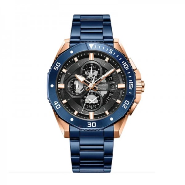 Alexandre Christie AC 6679 Rosegold Blue Steel MCBURBA